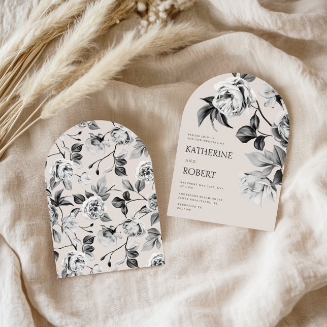 Convite Rosas Florais Modernas Botânicas Casamento (Criador carregado)