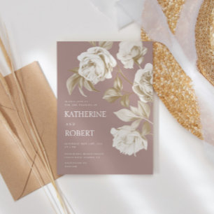 Convite Rosas Florais Modernas Botânicas Casamento