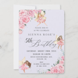 Convite Rosas Florais Rosa Fairies Arch Foto de Aniversári