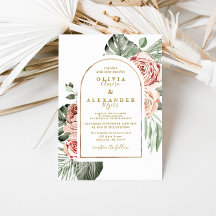 Rosas Florais Tropicais e Casamento de Folhas de P