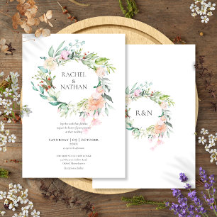 Convite Rosas Florais Verdejantes Casamento Florestal