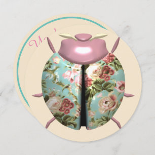 Convite Rosas florais vitorianos Ladybug