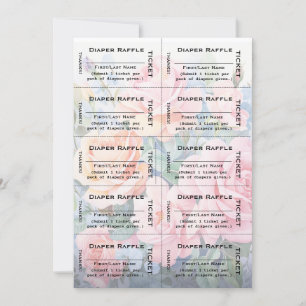 Convite Rosas Fraldas Bilhetes de Raffle com Tipografia Co