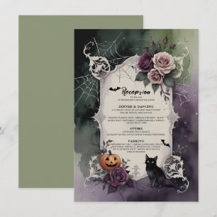 Convite Rosas Góticas Roxas Escuras Receptivo de Casamento