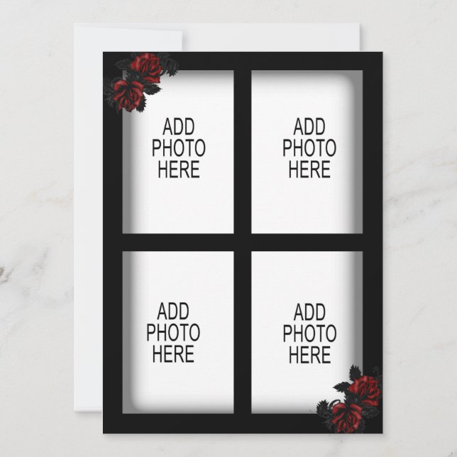 Convite Rosas Gótico Porta de Ferro Adicionar Quatro Image (Verso)