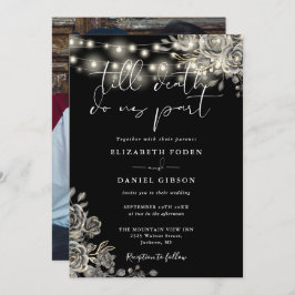 Convite Rosas Góticos Pretos E Brancos Iluminam Casamento 