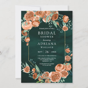 Convite Rosas Laranja Queimada Floral Bridal Shower Esmera
