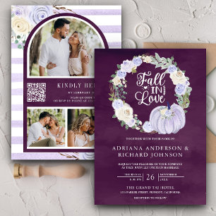 Convite Rosas Lavanda Abóbora Foto Código QR Ameixa Casame