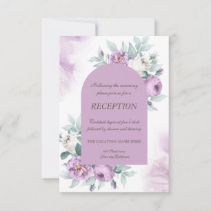 Convite Rosas Lilás em Aquarela Bolinhas Casamento  