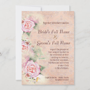 Convite Rosas & lírios de Calla Pastel que Wedding o
