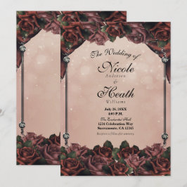 Convite Rosas Marrom Ferrugem Mocha Elegante Casamento de 