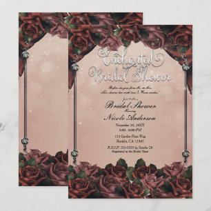 Convite Rosas Marrom Ferrugem Mocha Elegante Casamento de 