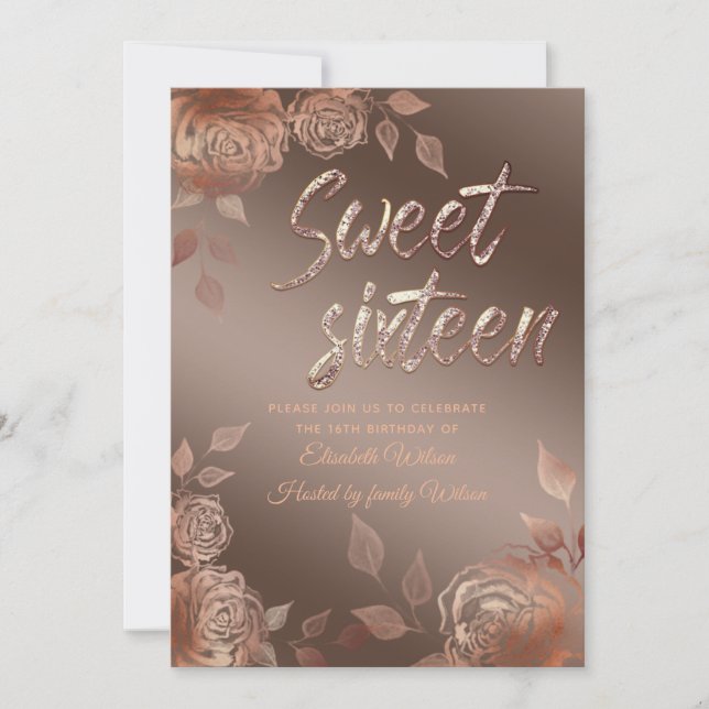 Convite Rosas modernos elegantes do outono, 16 (Frente)