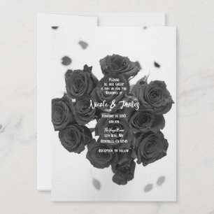 Convite Rosas Negras Buquê Floral Romântico Casamento 