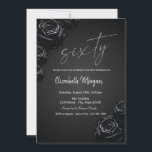 Convite Rosas Negros Gótica 60º Aniversário<br><div class="desc">Rosas pretas elegantes sobre fundo preto.</div>