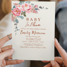 Convite Rosas no bebê florescente no Chá de fraldas Futuro