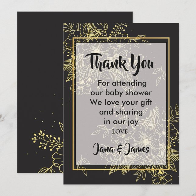 Convite Rosas ouros obrigado (Frente/Verso)