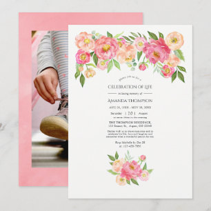 Convite Rosas Paineis em Aquarela Rosa Pastel Celebração d
