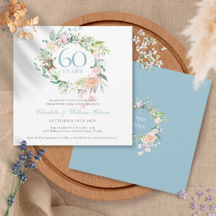 Convite Rosas para Aniversário de Diamante de 60/75 anos 