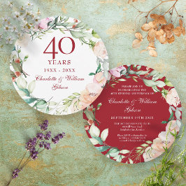 Convite Rosas para o 40º Aniversário de Casamento Rubi