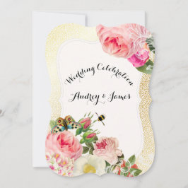 Convite rosas/peões vitorianos PixDezines/speck de ouro fa