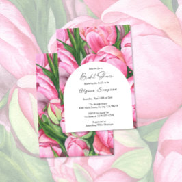 Convite Rosas peônia folhagem Chuveiro Nupcial Floral