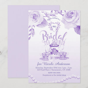 Convite Rosas & Pérolas Chuveiro de Chá Nupcial Elegante R