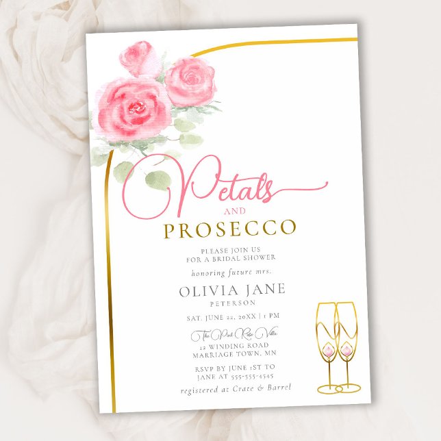 Convite Rosas Petals Prosecco Chá de panela Arco Dourado B (Criador carregado)
