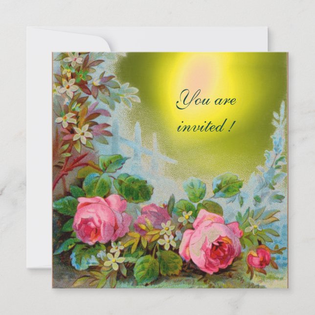 Convite ROSAS PINK E JASMINS, Pedra Preciosa Amarela (Frente)