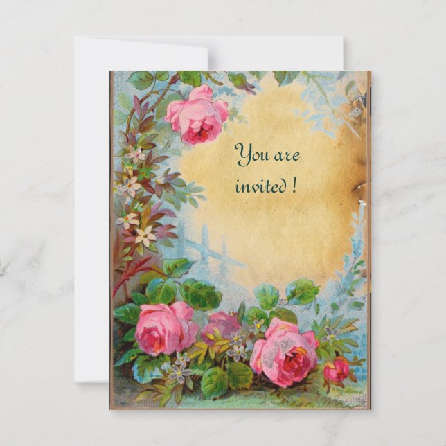 Convite ROSAS PINK & JASMINS pergaminho (Frente)