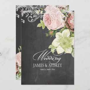 Convite Rosas PixDezines CHALKBOARD/ROCOCO/VINTAGE