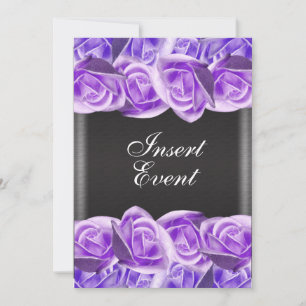Convite Rosas pretas de casamento lavanda roxa