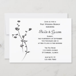 Convite Rosas Pretas e Brancas Brunch Pós-Casamento