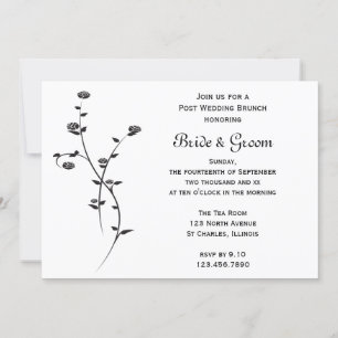 Convite Rosas Pretas e Brancas Brunch Pós-Casamento