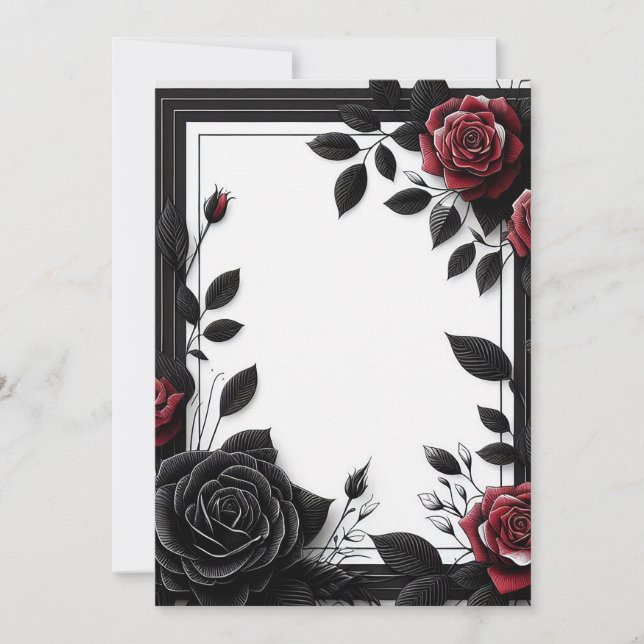 Convite Rosas Pretas e Vermelhas (Frente)