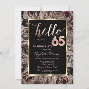 Convite Rosas Pretas Elegantes 65º Aniversário