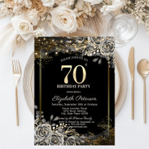 Rosas Pretas Elegantes, Luzes Aniversário de 70 An
