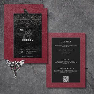 Convite Rosas Pretas Góticas, Raven e Negra, Vinho com Doi