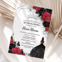 Rosas Pretos Vermelhos Vestido Floral Silver Quinc