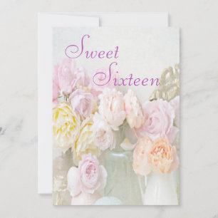 Convite Rosas Românticas em Jarras Sweet Sixteen