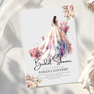 Convite Rosas Românticos Chá de panela de vestidos florais