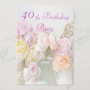 Convite Rosas românticos no Partido Jars aniversário de 40