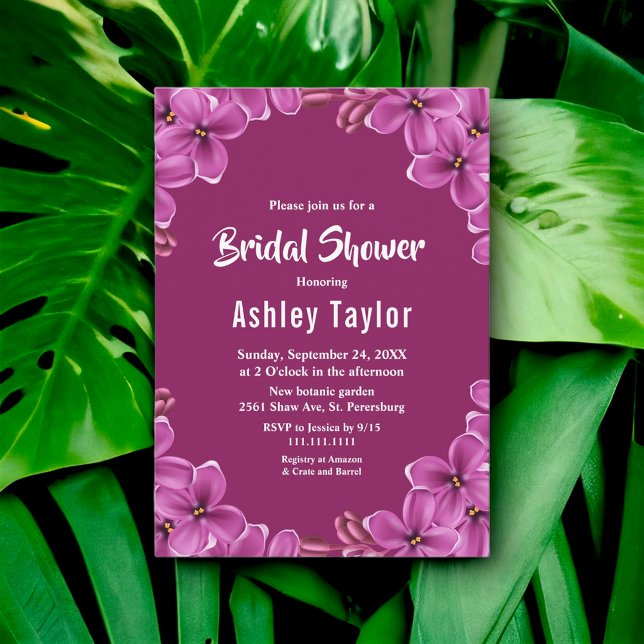 Convite Rosas Românticos Orquídeas Roxos Chá de panela Flo (Criador carregado)