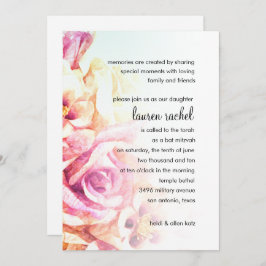 Convite Rosas Rosa Bat Mitzvah