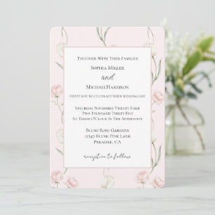 Convite Rosas Rosa Bege Tulipas Brancas Casamento