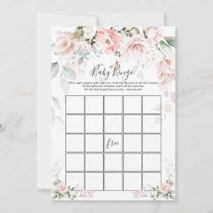 Convite Rosas Rosa Bingo Bebê/Adivinha quem Chá de frald