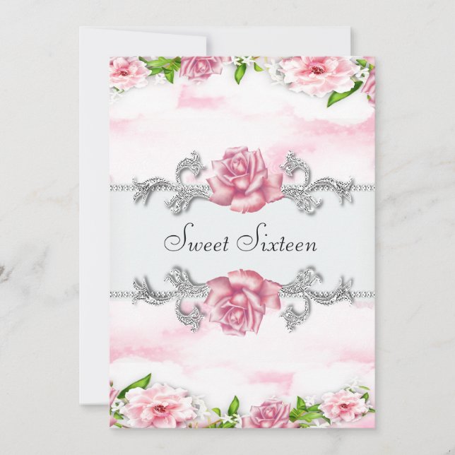 Convite Rosas Rosa Bonito Brancas Brancas Brancas, , Festa (Frente)