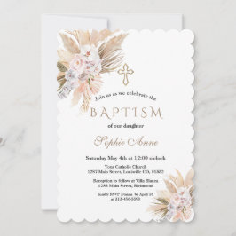 Convite Rosas Rosa Brancas Pampas - Batismo de Grama