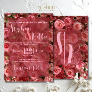 Convite Rosas Rosa Casando Floral Elegante