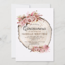 Convite Rosas Rosa Cinzentas de Quinceanera Russas Floral